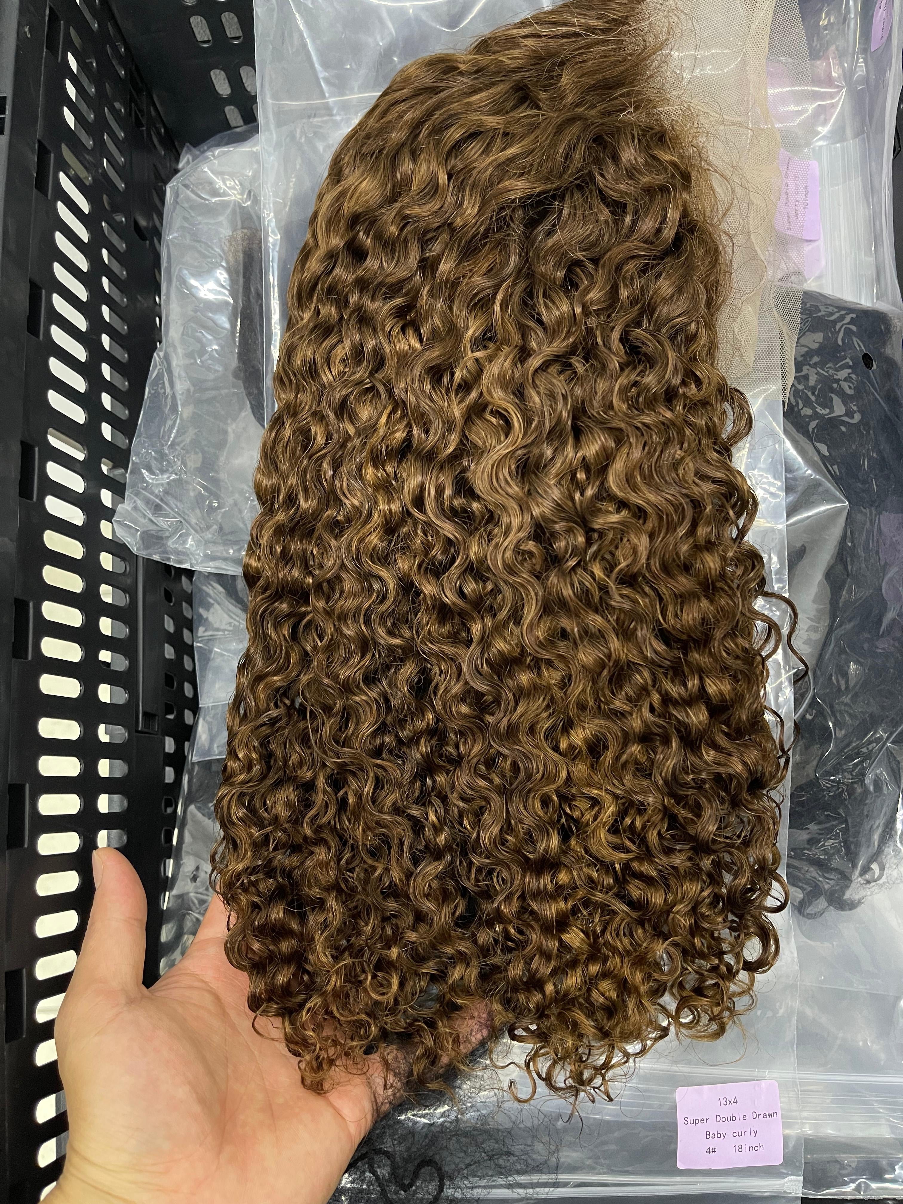 Super  double drawn baby curly  18inch